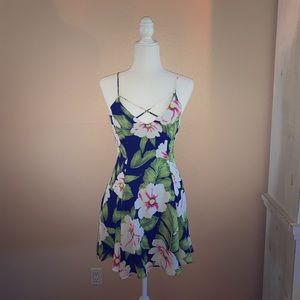 Floral skater dress with criss-cross straps